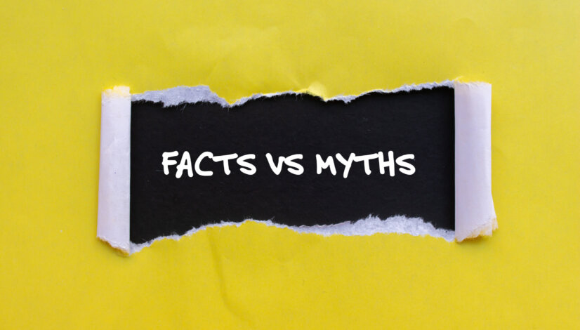 facts-vs-myths-words-written-yellow-torn-paper-with-black-background