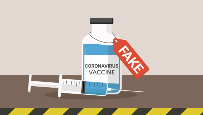 fake coronavirus vaccine flat illustration