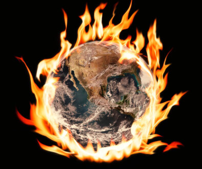 World on fire image, global warming, environment remix with fire
