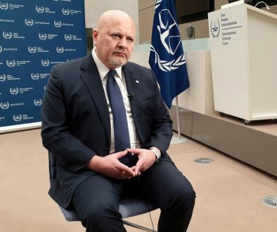 FILE PHOTO: ICC Prosecutor Karim Khan poses during a Reuters interview at the ICC in The Hague